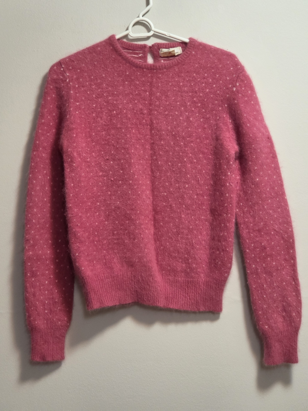 Vintage Eaton Fuzzy Pink Angora Blend Crewneck Sweater